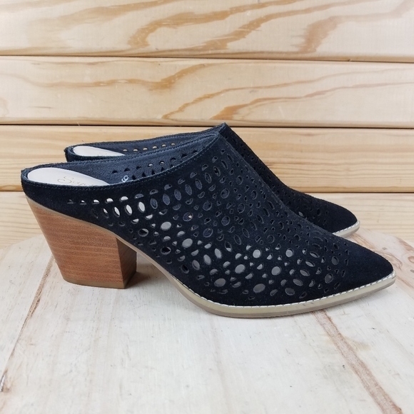 Seychelles Perforated Suede/Leather Pointed Toe Mules Pumps Heels Women's 9 US - Picture 1 of 12